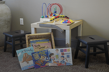 Kid friendly waiting area in dental office