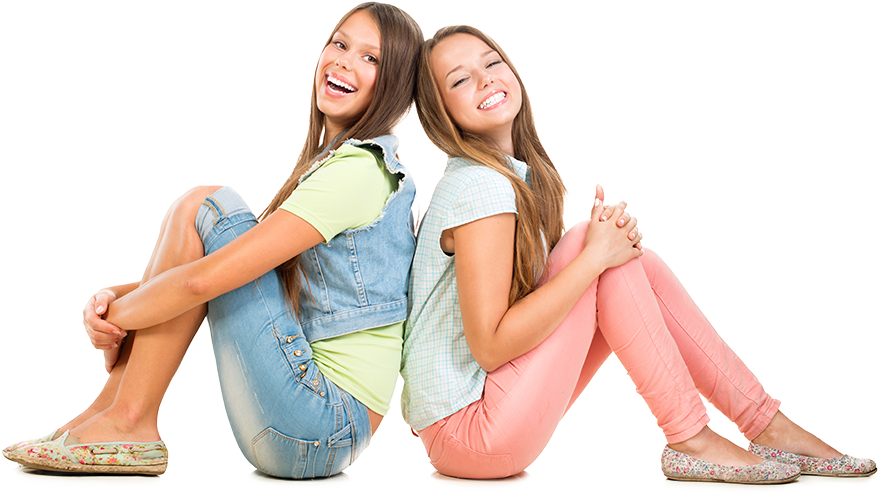 Two smiling teen girls