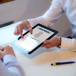 Dental insurance forms on tablet computer