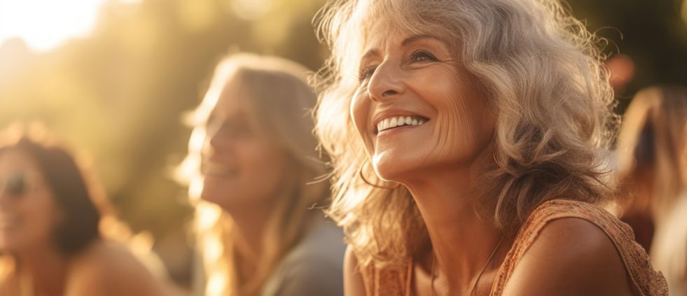 Mature woman with beautiful smile after full mouth reconstruction in Lincoln