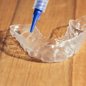 A teeth whitening tray and gel