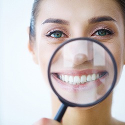 Closeup of bright smile with veneers