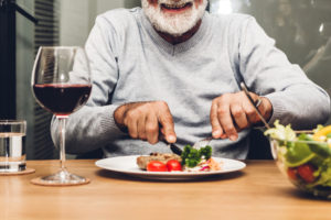 a person eating a meal