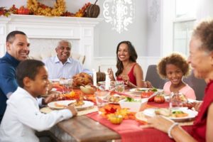 a family enjoying Thanksgiving dinner in Lincoln