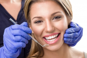 a patient visiting their dentist for a checkup