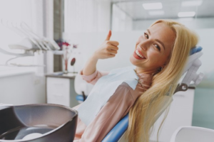 a patient visiting their dentist for a checkup